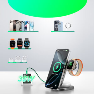 Joyroom JR-W17 Qi 3-in-1 Wireless Inductive Charger - juodos spalvos - Image 3