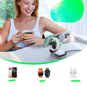 Joyroom JR-W17 Qi 3-in-1 Wireless Inductive Charger - juodos spalvos - Image 4