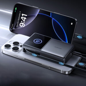 Joyroom JR-PR1 10000mAh 22.5W Powerbank with Built-in Retractable USB-C Cable - juodos spalvos - Image 6