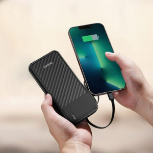 Dudao K11 10000mAh Powerbank su Built-in kabeliss - juodos spalvos - Image 2