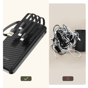 Dudao K11 10000mAh Powerbank su Built-in kabeliss - juodos spalvos - Image 7
