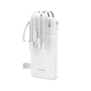 Dudao K11 10000mAh Powerbank su Built-in kabeliss - baltos spalvos