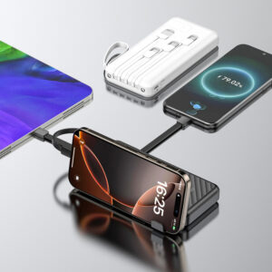 Dudao K11 10000mAh Powerbank su Built-in kabeliss - baltos spalvos - Image 2