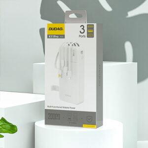 Dudao K11 Pro 20000mAh Powerbank su integruotais kabeliais - baltos spalvos - Image 4