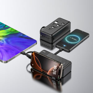 Dudao K11 Max 30000mAh Powerbank su integruotais kabeliais - juodos spalvos - Image 3