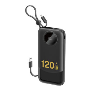 Dudao K13 10000mAh Powerbank with Built-in Cable - juodos spalvos