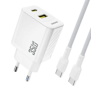 Dudao A27 MaxC 35W laidinis įkroviklis + USB-C kabelis - baltos spalvos