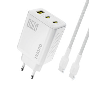 Dudao A29C 65W GaN laidinis įkroviklis + USB-C kabelis - baltos spalvos