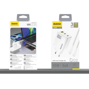 Dudao A29C 65W GaN laidinis įkroviklis + USB-C kabelis - baltos spalvos - Image 7