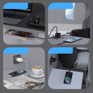 Dudao A28C 45W GaN laidinis įkroviklis + USB-C kabelis - baltos spalvos - Image 4