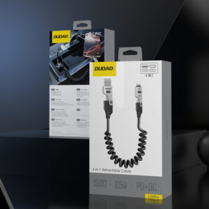 Dudao L20 Pro 4-in-1 USB-A / USB-C - Lightning / USB-C kabelis - juodos spalvos - Image 2