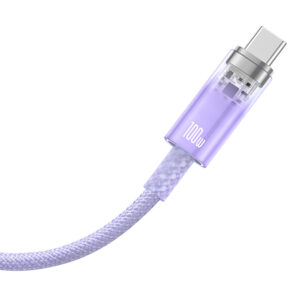 Baseus Explorer 100W USB-A - USB-C kabelis su Intelligent Temperature Sensor 1m - violetinės spalvos - Image 3