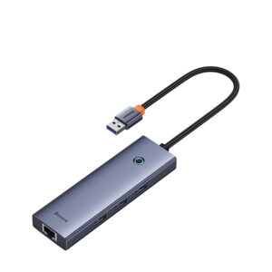 Baseus UltraJoy 4in1 USB-A Hub 3 x USB-A 3.0 + RJ45 - pilkos spalvos - Image 5