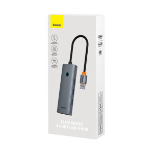 Baseus UltraJoy 4in1 USB-A Hub 3 x USB-A 3.0 + RJ45 - pilkos spalvos - Image 7