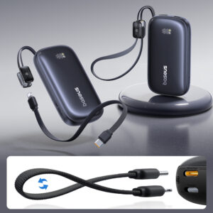 Baseus EnerFill FC21 QPow3 Ultra 10000mAh 22.5W Power Bank su Digital Display and Detachable kabelis - juodos spalvos - Image 4
