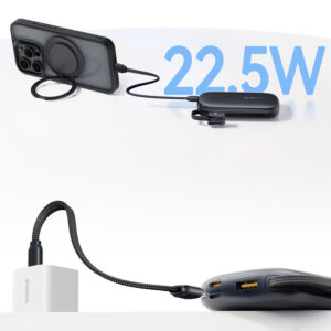 Baseus EnerFill FC21 QPow3 Ultra 10000mAh 22.5W Power Bank su Digital Display and Detachable kabelis - juodos spalvos - Image 8