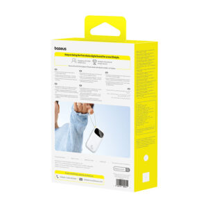 Baseus EnerFill FC31 20000mAh 45W Powerbank su Digital Display and 2 Built-in kabeliss (USB-C + Lightning) - baltos spalvos - Image 4