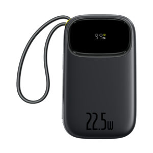 Baseus EnerFill FC31 20000mAh 22.5W Powerbank with Digital Display and 2 Built-in Cables (USB-C + Lightning) - juodos spalvos - Image 2