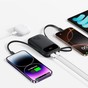 Baseus EnerFill FC31 20000mAh 22.5W Powerbank with Digital Display and 2 Built-in Cables (USB-C + Lightning) - juodos spalvos - Image 5