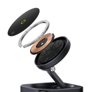 Baseus MagPro Series II 7-in-1 USB-C Hub su MagSafe-compatible Charger 15W + HDMI + USB-A + USB-C + SD/TF - juodos spalvos - Image 6