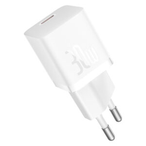 Baseus GaN5 30W USB-C Mini laidinis įkroviklis - baltos spalvos - Image 3