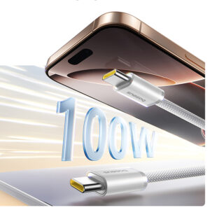 Baseus Dynamic 4 Pro 100W USB-C - USB-C Magnetic kabelis 1m - baltos spalvos - Image 6