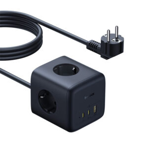 Baseus EnerFill FA11 67W Power Strip, USB-A + USB-C Cube + 3 x EU Socket 1.5m - juodos spalvos - Image 2