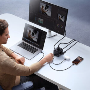 Baseus EnerFill FA11 67W Power Strip, USB-A + USB-C Cube + 3 x EU Socket 1.5m - juodos spalvos - Image 6