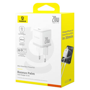Baseus Palm 20W USB-C laidinis įkroviklis - baltos spalvos - Image 7