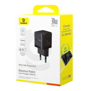 Baseus Palm 30W USB-C USB-A laidinis įkroviklis - juodos spalvos - Image 6