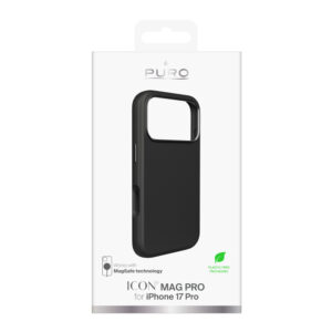 Pure Icon Mag Pro skysto silikono dėklas skirtas iPhone 17 Pro, suderinamas su MagSafe, su apsauga kamerai ir aliumininiais mygtukais - juodos spalvos - Image 2