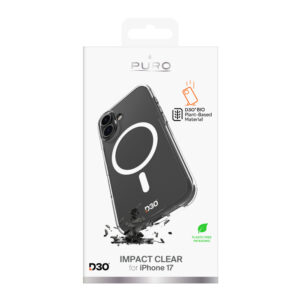 Puro Impact Clear D3O TPU+PC suderinamas su MagSafe dėklas skirtas Apple iPhone 17 - skaidrus - Image 2