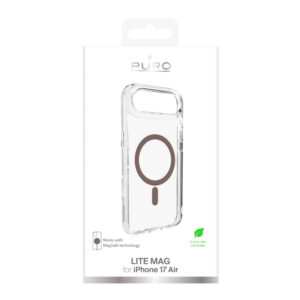 Puro Lite Mag TPU+PC dėklas suderinamas su MagSafe skirtas Apple iPhone 17 Air - skaidrus su rudos spalvos žiedu - Image 2