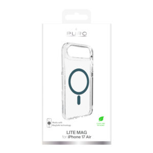 Puro Lite Mag TPU+PC dėklas suderinamas su MagSafe skirtas Apple iPhone 17 Air - skaidrus su turkio spalvos žiedu - Image 2
