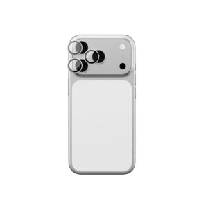 AmazingThing Lens Glass skirtas Apple iPhone 17 Pro / Pro Max with Silver Aluminum Frame