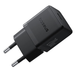 Baseus Palm 1C 20W laidinis įkroviklis (su Baseus Mini baltos spalvos USB-C 60W (20V/3A) 1m kabelis) - juodos spalvos
