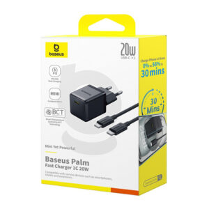 Baseus Palm 1C 20W laidinis įkroviklis (su Baseus Mini baltos spalvos USB-C 60W (20V/3A) 1m kabelis) - juodos spalvos - Image 7