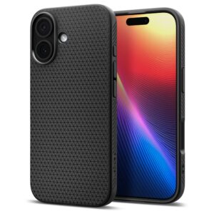 Spigen Liquid Air dėklas skirtas Apple iPhone 17 - matinis juodos spalvos