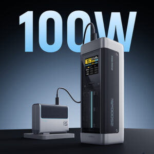 Powerbank Cuktech CUK00P23GLBK 210W 25000mAh Power Bank 2 x USB-C 1 x USB-A - juodos spalvos - Image 4