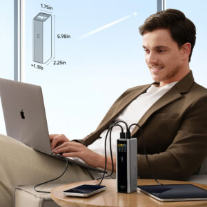 Powerbank Cuktech CKPB200UGLGR 210W 20000mAh 2 x USB-C 1 x USB-A - pilkos spalvos - Image 6