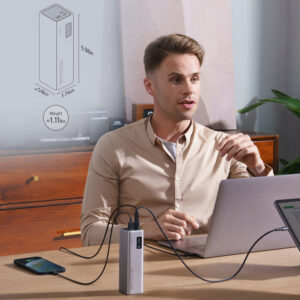 Powerbank Cuktech CUKP200XGLGR 100W 20000mAh 2 x USB-C 1 x USB-A - pilkos spalvos - Image 3