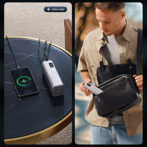 Powerbank Cuktech CUKP200XGLGR 100W 20000mAh 2 x USB-C 1 x USB-A - pilkos spalvos - Image 6