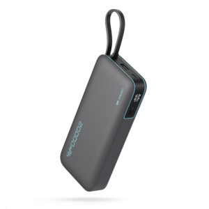 Cuktech CUKP200NGLDG 55W 20000mAh Powerbank with Built-in USB-C Cable - pilkos spalvos