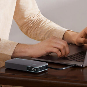 Cuktech CUKP200NGLDG 55W 20000mAh Powerbank with Built-in USB-C Cable - pilkos spalvos - Image 4