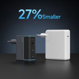 Cuktech CUKAD1003EUG GaN 100W laidinis įkroviklis 2 x USB-C 1 x USB-A su USB-C kabeliu - pilkos spalvos - Image 4