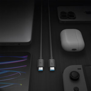 Cuktech CKCTC615NCBK USB-C 6A 240W kabelis 1.5m - juodos spalvos - Image 8