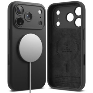 Ringke Silicone Magnetic MagSafe dėklas skirtas Apple iPhone 17 Pro Max - juodos spalvos - Image 2