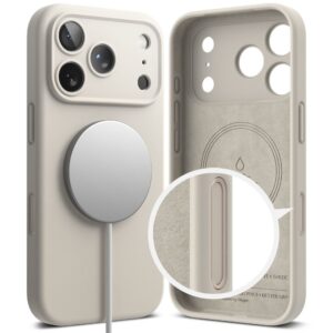 Ringke Silicone Magnetic MagSafe dėklas skirtas Apple iPhone 17 Pro Max - Beige - Image 3