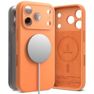 Ringke Silicone Magnetic MagSafe dėklas skirtas Apple iPhone 17 Pro Max - oranžinės spalvos