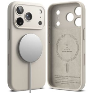 Ringke Silicone Magnetic MagSafe dėklas skirtas Apple iPhone 17 Pro - Beige - Image 2